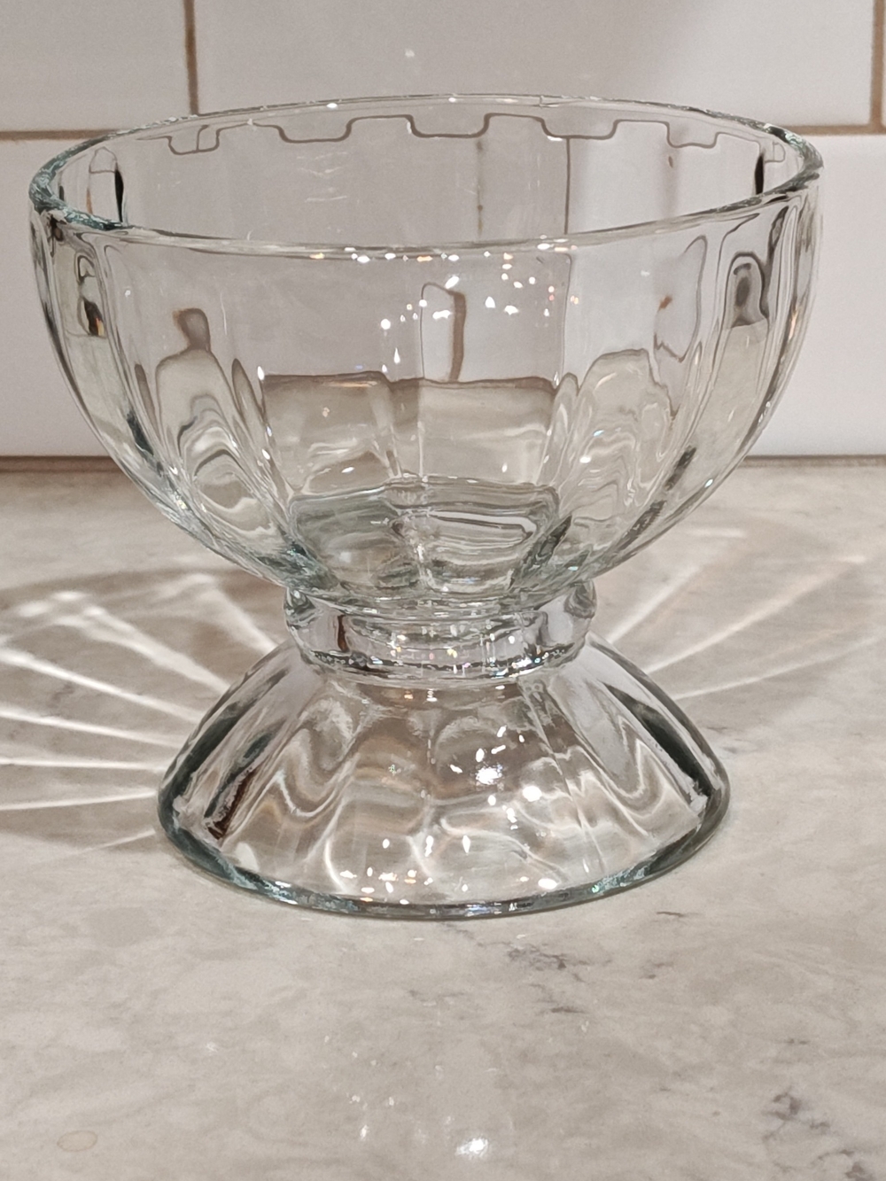Vintage Libbey Clear Glass Ice Cream Sundae Sherbet Pedestal Bowl EUC